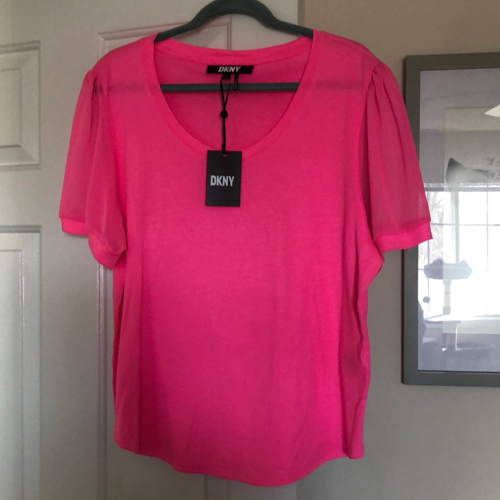 DKNY sheer sleeve blouse
